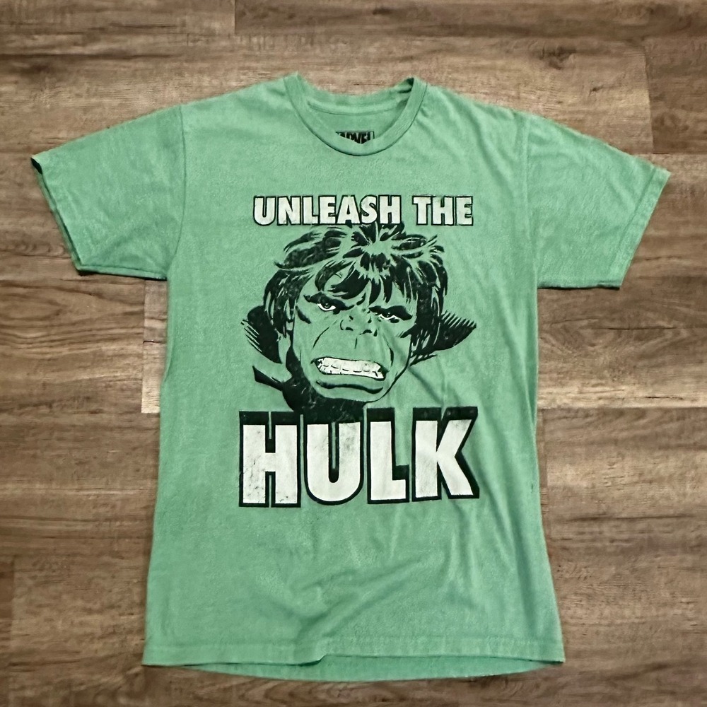 Marvel Incredible Hulk Unleash The Hulk Green Graphic T-Shirt Mens Small S - Picture 7 of 7